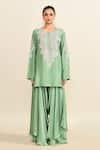 Buy_Mrunalini Rao_Green Embroidered Paisley Round Floral Kurta With Palazzo _Online_at_Aza_Fashions