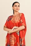 Archana Shah_Red Embroidered Floral Round Print Kuta And Pant Set _Online