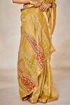 Buy_Masaba_Gold Saree Striped Tissue Embellished Dori Notched Mysore Pak With Blouse 