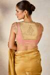 Shop_Masaba_Gold Saree Striped Tissue Embellished Dori Notched Mysore Pak With Blouse 