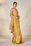 Buy_Masaba_Gold Saree Striped Tissue Embellished Dori Notched Mysore Pak With Blouse _Online