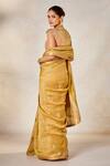 Shop_Masaba_Gold Saree Striped Tissue Embellished Dori Notched Mysore Pak With Blouse _Online