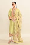 Debyani + Co_Green Embroidered Floral Round Kurta Set _at_Aza_Fashions