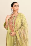 Buy_Debyani + Co_Green Embroidered Floral Round Kurta Set 