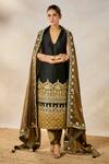 Masaba_Black Heavy Raw Silk Embroidery Gul Jharokha V The Kala Khatta Kurta Salwar Set _Online_at_Aza_Fashions