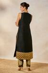 Masaba_Black Heavy Raw Silk Embroidery Gul Jharokha V The Kala Khatta Kurta Salwar Set _Online