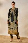 Masaba_Black Heavy Raw Silk Embroidery Gul Jharokha The Kala Khatta Kurta And Set _Online_at_Aza_Fashions