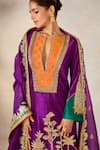 Masaba_Purple Heavy Raw Silk Embroidery Sequin The Jamun Cooler Kurta Salwar Set _Online