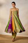 Buy_Masaba_Multi Color Heavy Raw Silk Embroidery Berry The Paan Pista Anarkali With Salwar 