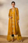 Buy_Masaba_Yellow Kurta Dupion Silk Embroidery Amaltas Jacket The Aam Panna Pant Set _Online_at_Aza_Fashions