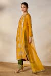 Shop_Masaba_Yellow Kurta Dupion Silk Embroidery Amaltas Jacket The Aam Panna Pant Set _Online_at_Aza_Fashions