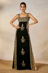 Buy_Masaba_Black Moss Crepe Embroidery Sequins Square Neck The Anjeer Pak Gown _Online_at_Aza_Fashions