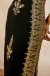 Masaba_Black Moss Crepe Embroidery Sequins Square Neck The Anjeer Pak Gown _Online