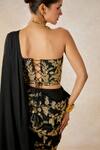 Buy_Masaba_Black Saree Moss Crepe Embroidered Zardozi Sunheri Bel Stitched With Corset 