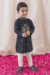 Buy_Tiber Taber_Black 100% Cotton Embroidery Peacock Kurta With Pyjama _at_Aza_Fashions