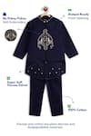 Tiber Taber_Blue 100% Cotton Embroidery Peacock Bundi Pant Set _Online_at_Aza_Fashions