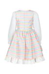 Shop_STELLA ROSSA BY LES PETITS_White Banana Crepe Self Design Candy Stripe Pattern Dress _at_Aza_Fashions