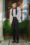 Buy_Bohame_White Terry Wool Plain Robert Lapel Tuxedo Set _at_Aza_Fashions