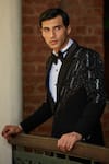 Buy_Bohame_Black Terry Wool Embroidery Sequins Remsey Tuxedo Set 