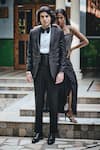 Bohame_Black Terry Wool Embroidery Cutdana Brad Tuxedo Set _at_Aza_Fashions