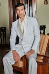 Shop_Bohame_Ivory Terry Wool Plain Leander Double Breasted Tuxedo Set _Online_at_Aza_Fashions