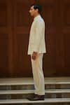 Bohame_Off White Terry Wool Plain Kale Bandgala With Pant _Online_at_Aza_Fashions