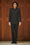 Buy_Bohame_Black Terry Wool Plain Somber Bandgala With Pant _at_Aza_Fashions