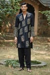 Buy_Bohame_Black Rayon Embroidery Sequins Kabir Kurta With Salwar _at_Aza_Fashions