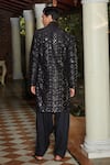 Bohame_Black Kurta Chanderi Embroidery Mirror Jorawar Set _Online_at_Aza_Fashions