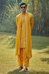 Bohame_Yellow Kurta Georgette Embroidered Sequin Ambrosia Thread Salwar Set _Online_at_Aza_Fashions