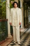 Buy_Bohame_White Jacket Georgette Embroidered Sequin Leono Thread Kurta Set _at_Aza_Fashions