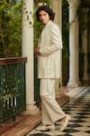 Buy_Bohame_White Jacket Georgette Embroidered Sequin Leono Thread Kurta Set 