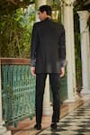 Shop_Bohame_Black Jacket Raw Silk Embellished Bead Celestia Scatter Sherwani Set _at_Aza_Fashions