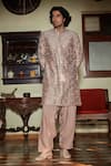 Bohame_Pink Kurta Chanderi Embroidered Sequin Nouveau Mirrorwork With Salwar _at_Aza_Fashions