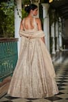 Shop_Bohame_Beige Raw Silk Embroidery Cutdana Plunge Neck Raina Hand Lehenga Set _at_Aza_Fashions