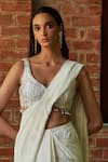 Buy_Bohame_Off White Cupro Crepe Embroidery Milky Way Pre-draped Saree With Blouse _Online_at_Aza_Fashions