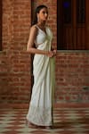 Shop_Bohame_Off White Cupro Crepe Embroidery Milky Way Pre-draped Saree With Blouse _Online_at_Aza_Fashions