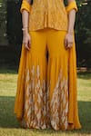 Buy_Bohame_Yellow Georgette Embroidery Botanical Halter Neck Margarida Kurta Gharara Set _Online_at_Aza_Fashions