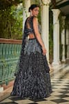 Shop_Bohame_Black Raw Silk Embroidery Cutdana Sweetheart Neck Murky Lehenga Set _at_Aza_Fashions