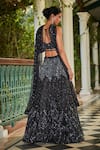 Buy_Bohame_Black Raw Silk Embroidery Cutdana Sweetheart Neck Murky Lehenga Set 