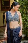 Buy_Bohame_Blue Satin Chiffon Embroidery Cutdana Halter Zendaya Concept Saree With Blouse _Online_at_Aza_Fashions