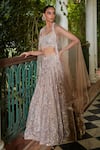 Buy_Bohame_Gold Blouse And Lehenga Raw Silk Embroidery Sequin Sweetheart Alia Bridal Set _at_Aza_Fashions