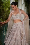 Bohame_Gold Blouse And Lehenga Raw Silk Embroidery Sequin Sweetheart Alia Bridal Set _at_Aza_Fashions