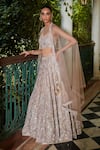 Shop_Bohame_Gold Blouse And Lehenga Raw Silk Embroidery Sequin Sweetheart Alia Bridal Set 