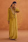 Buy_Inej_Yellow Velvet Embroidered Ghungroo Round Floral Maxi Dress _Online_at_Aza_Fashions