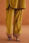 Inej_Yellow Velvet Embroidered Floral Square Tunic With Straight Pant _at_Aza_Fashions