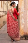 KARAJ JAIPUR_Red Anarkali Dola Silk Embroidery Bandhani Marodi Kalidar And Churidar Set _Online_at_Aza_Fashions