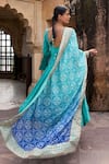 Shop_KARAJ JAIPUR_Blue Anarkali Dola Silk Embroidery Tassels Dori Kalidar And Churidar Set _at_Aza_Fashions