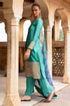 Buy_KARAJ JAIPUR_Blue Kurta And Pant Dola Silk Embroidery Dori Round Straight & Set _Online_at_Aza_Fashions