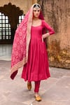 Buy_KARAJ JAIPUR_Pink Anarkali Dola Silk Embroidery Tassels Geometric Kalidar And Churidar Set _at_Aza_Fashions